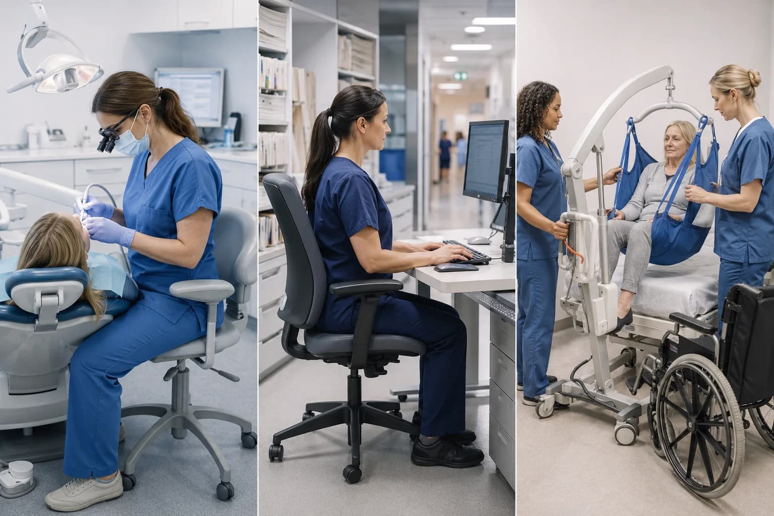 Healthcare ergonomics in dental, workstation and people handling settings